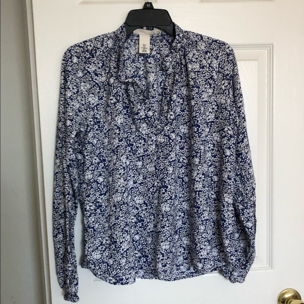 Blue & White Flowered Blouse